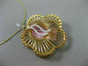 ESTATE LARGE .12CT DIAMOND 14KT YELLOW GOLD 3D 5 CLOVER LEAF BASKET LOVE PENDANT