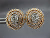 1.20CT DIAMOND 14KT WHITE & ROSE GOLD CLASSIC CLUSTER DOUBLE HALO STUD EARRINGS
