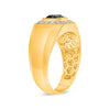 LARGE 2.35CT DIAMOND & AAA SAPPHIRE 14KT YELLOW GOLD 3D EMERALD CUT MEN'S RING
