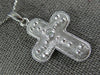 .07CT DIAMOND 14KT WHITE GOLD 3D SOLITAIRE MATTE AND SHINY CROSS PENDANT #27013