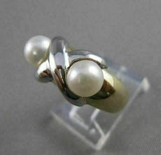 ESTATE 6MM AKOYA SEA PEARL 14K GOLD MODERNIST X-O CROSSOVER COCKTAIL RING #21396