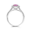 1.86CT DIAMOND & AAA PINK SAPPHIRE 18K WHITE GOLD 3D OVAL FLOWER ENGAGEMENT RING