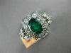 ESTATE LARGE 2.26CT DIAMOND & AAA EMERALD 18K WHITE GOLD 3D HALO ENGAGEMENT RING