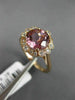 LARGE 2.42CT DIAMOND & AAA PINK TOURMALINE 14K ROSE GOLD FLOWER ENGAGEMENT RING
