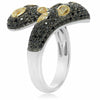 ESTATE LARGE 1.67CT BLACK & FANCY YELLOW DIAMOND 18K TWO TONE GOLD 3D SNAKE RING