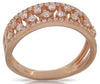 ESTATE .48CT DIAMOND 14KT ROSE GOLD 3D ROUND DOUBLE ROW SEMI ETERNITY LOVE RING