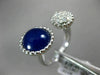 ESTATE .36CT DIAMOND & AAA CABOCHON LAPIS 14KT WHITE GOLD 3D CLUSTER ROUND RING