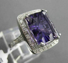 ESTATE LARGE 4.96CTW DIAMOND & AAA AMETHYST 14KT WHITE GOLD FILIGREE HALO RING
