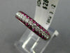 ESTATE .98CT DIAMOND & AAA RUBY 18KT WHITE GOLD SEMI ETERNITY 3 ROW WEDDING RING