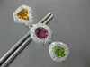 ESTATE WIDE 7.54CT DIAMOND & MULTI GEM 18KT WHITE GOLD CLIP ON HANGING EARRINGS