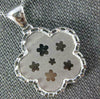 ESTATE 14KT WHITE GOLD 3D CLASSIC FLOWER WITH STAR PENDANT #1640