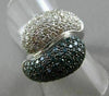 ESTATE WIDE 2.30CT WHITE & BLUE DIAMOND 14KT WHITE GOLD 3D CRISS CROSS LOVE RING