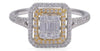 ESTATE .50CT DIAMOND 14KT TWO TONE GOLD ROUND & BAGUETTE CLUSTER FRIENDSHIP RING