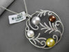 ESTATE LARGE 1.30CT DIAMOND & MULTI COLOR PEARL 18K WHITE GOLD FLOATING PENDANT