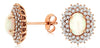 LARGE 1.50CT DIAMOND & AAA OPAL 14KT ROSE GOLD OVAL & ROUND FLOWER STUD EARRINGS