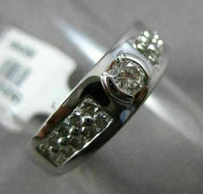 ESTATE .72CT ROUND DIAMOND 14KT WHITE GOLD SEMI BEZEL SOLITAIRE MENS PINKY RING