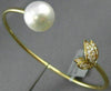 ESTATE LARGE .22CT DIAMOND & AAA SOUTH SEA PEARL 18K YELLOW GOLD BANGLE BRACELET