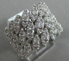 ESTATE LARGE 2.0CT DIAMOND 14KT WHITE GOLD MULTI ROW MULTI LEAF ANNIVERSARY RING