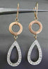 ESTATE LARGE .46CT DIAMOND 14KT WHITE & ROSE GOLD 3D PEAR DROP HANGING EARRINGS