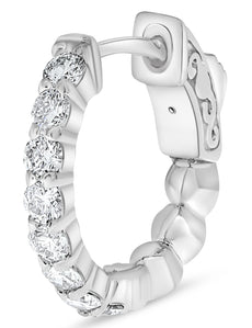 .71CT DIAMOND 14KT WHITE GOLD 8 STONE SHARED PRONG HUGGIE HOOP HANGING EARRINGS
