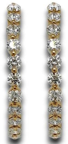 .35CT DIAMOND 14KT YELLOW GOLD 3D ROUND SHARED PRONG INSIDE OUT HANGING EARRINGS