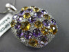 ESTATE LARGE 6.25CT DIAMOND & AAA AMETHYST & CITRINE 14K WHITE GOLD OVAL PENDANT