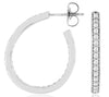 1.0CT DIAMOND 14K WHITE GOLD ROUND CLASSIC OPEN INSIDE OUT HOOP HANGING EARRINGS