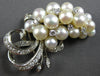 LARGE 1.6CT DIAMOND & AAA SOUTH SEA PEARL 14KT WHITE GOLD BROOCH PENDANT #27967