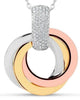 ESTATE .73CT DIAMOND 18K TRI COLOR GOLD CIRCLE OF LIFE INTERTWINING LOVE PENDANT