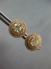 LARGE 1.29CT WHITE & FANCY YELLOW DIAMOND 18KT ROSE GOLD 3D HALO STUD EARRINGS