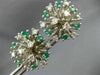 ANTIQUE 2.46CT DIAMOND & AAA EMERALD 14KT WHITE GOLD 3D CLUSTER EARRINGS  #21900
