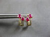 1.03CT DIAMOND & AAA RUBY 14KT YELLOW GOLD 3D PEAR SHAPE & ROUND HUGGIE EARRINGS