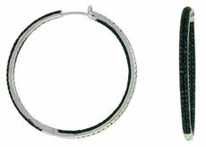 3.25CT AAA SAPPHIRE 14KT WHITE GOLD 3D INSIDE OUT CLASSIC HOOP HANGING EARRINGS