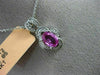 ESTATE .97CT DIAMOND & AAA PINK SAPPHIRE 14KT WHITE GOLD FLOWER FLOATING PENDANT