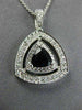 ESTATE LARGE 1.15CT DIAMOND & AAA SAPPHIRE 14K WHITE GOLD 3D DOUBLE HALO PENDANT