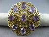 ANTIQUE VICTORIAN 14CT AAA AMETHYST 14KT YELLOW GOLD FLOWER PIN BROOCH #19164