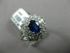 ESTATE WIDE 2.15CT DIAMOND & SAPPHIRE 18K WHITE GOLD DOUBLE HALO ENGAGEMENT RING
