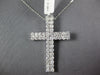ESTATE LARGE 2.0CT DIAMOND 14KT WHITE GOLD 3D CLASSIC TWO ROW CROSS PENDANT