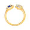 LARGE 1.58CT DIAMOND & AAA SAPPHIRE 14KT YELLOW GOLD MULTI SHAPE MULTI LEAF RING