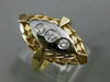 ANTIQUE .10CT DIAMOND 14KT WHITE & YELLOW GOLD 3 STONE ETOILE FLORAL RING #21030