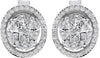 ESTATE 1.05CT DIAMOND 18K WHITE GOLD 3D ROUND CLUSTER HALO CLASSIC STUD EARRINGS