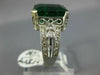 LARGE 4.70CT DIAMOND & AAA EMERALD 14KT WHITE GOLD 3D FILIGREE ENGAGEMENT RING