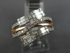 ESTATE .69CT DIAMOND 14KT WHITE & ROSE GOLD 3D MULTI ROW CRISS CROSS FUN RING