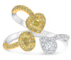 LARGE 1.21CT WHITE & FANCY YELLOW DIAMOND 14KT 2 TONE GOLD MULTI SHAPE LOVE RING
