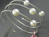 ESTATE WIDE AAA SOUTH SEA PEARL 14KT WHITE GOLD 3 ROW FLEXIBLE BANGLE BRACELET
