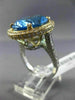 EXTRA LARGE 16.72CT DIAMOND & AAA OVAL BLUE TOPAZ 14KT 2 TONE GOLD 3D HALO RING