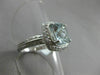 ESTATE 2.37CT DIAMOND & AQUAMARINE 14K WHITE GOLD 3D SQUARE HALO ENGAGEMENT RING