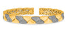 LARGE .77CT DIAMOND 14KT 2 TONE GOLD DOUBLE TRIANGULAR FILIGREE BANGLE BRACELET