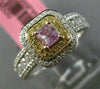 ESTATE GIA .93CT DIAMOND 18KT TWO TONE GOLD 3D HALO CUSHION CUT ENGAGEMENT RING