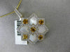 ESTATE LARGE 1.50CT DIAMOND & CITRINE 14K TWO TONE GOLD SQUARE SNOWFLAKE PENDANT